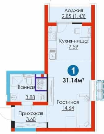 Инвестиция! Яшнабад 1 комн-31 м2,  метро рядом, надежный застройщик(S) — 2