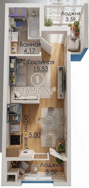 Студия в SadO с ПВ всего 82.7 млн сум. Остаток в ипотеку [GS] — 1