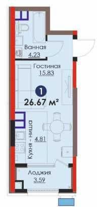 Яшнабад! Квартира с перспективой , Студия ,  Ипотека/рассрочка (S) — 1