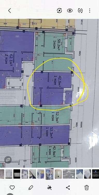 Depo residence дан 1 хонали уй сотилади 42.9 кв — 2