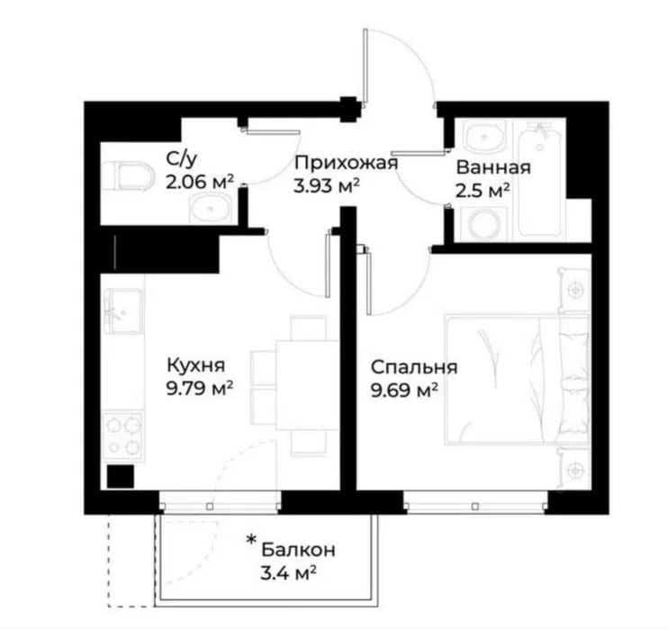;Новостройка‼️1ком квартира 30м2 от Golden house Фаргона йули — 2