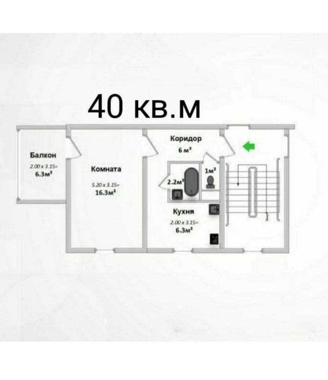 Продается квартира в Яшнабадском районе Авиасозлар-1, 1в2х комнат 4-эт — 1