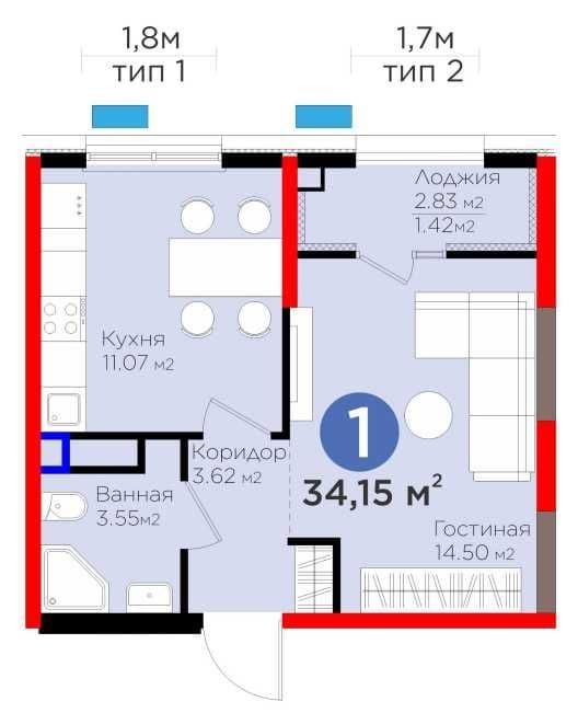 СКИДКА -30% 1комнатная 34.15м2 МЕТРО ЯШНАБАД| ПВ-7 240у.е C КАДАСТРОМ — 4