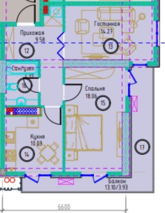 Продается новостройка в Яшнабадском районе 2/6/10 59 КВ.м — 4