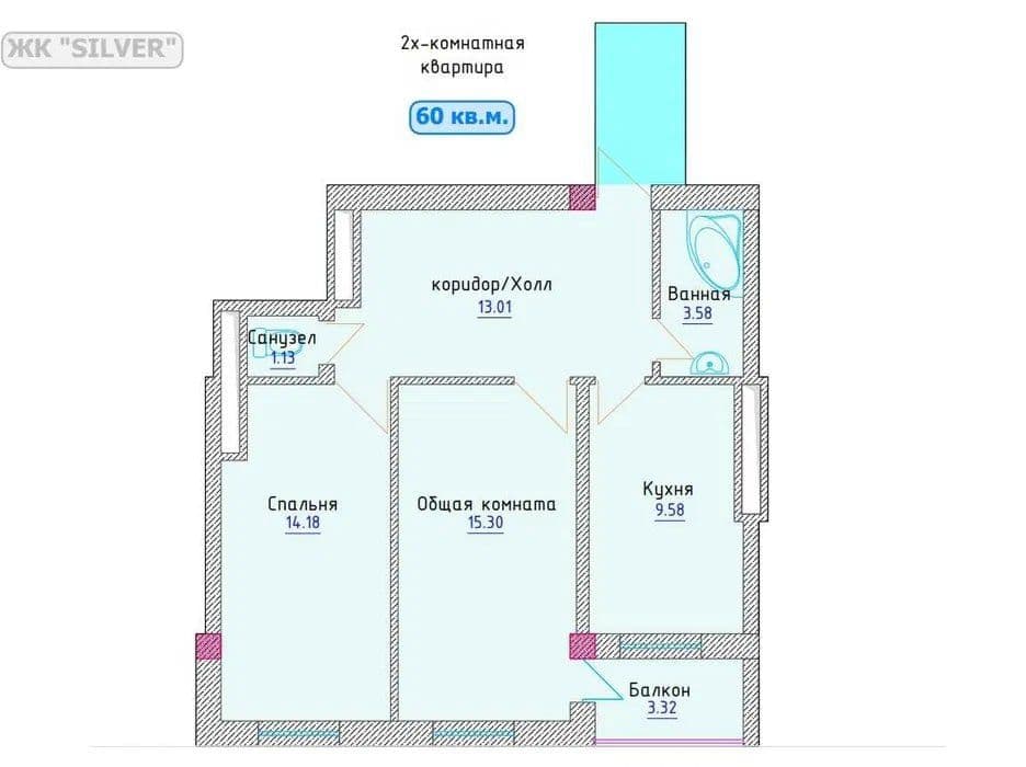 Продается новостройка в Яшнабадском районе 2/7/9 60 КВ.м — 5