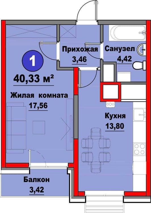 СРОЧНО ПРОДАЕТСЯ! ЖК "SOY BO'YI" (Murad Buildings)/Евродвушка. 40,3 м2 — 3
