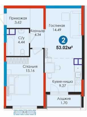 Выгодно!  Алмазар, 2комн-53,02м2, ипотека , платеж\мес.770у.е. (S) — 2