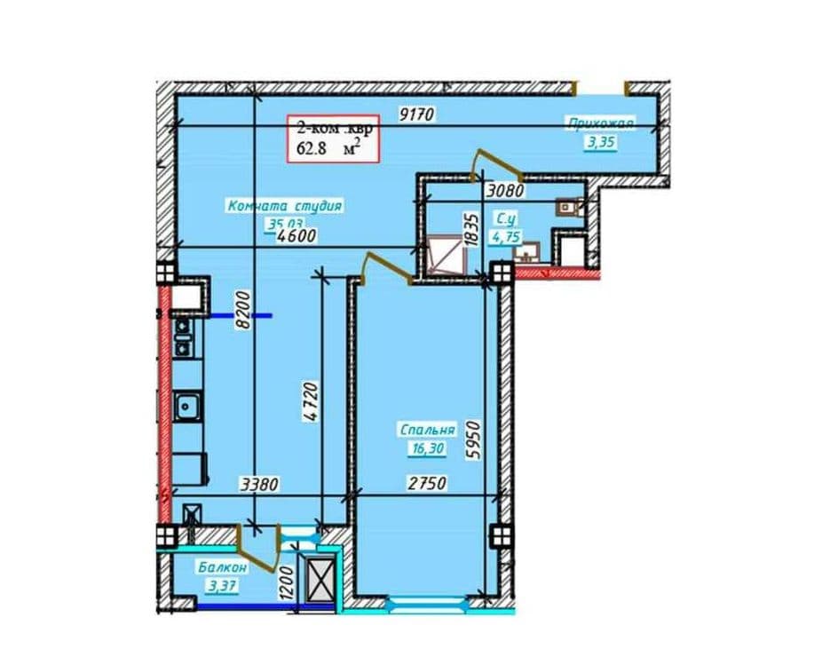 Новостройка аэропорт якинида 2 хонали квартира 900 $ кв. — 3