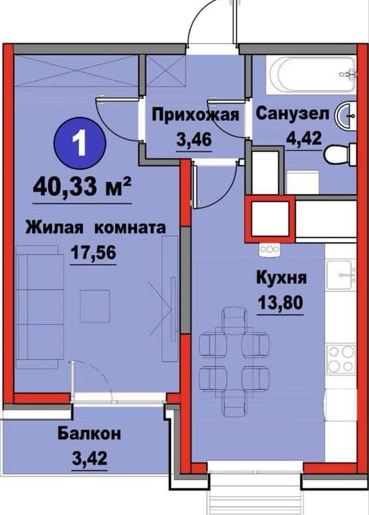 Срочно продается новостройка в ЖК SOY BOYI 1/11/15  40 м2 — 2