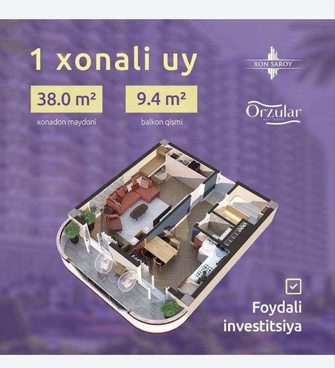 Продается новостройка в xon saroy orzular — 1