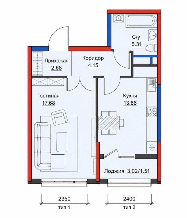 2-комнатная 50 м² ЖК NRG Maftun Makon Мирзо-Улугбек, Янги Узбекистон — 2