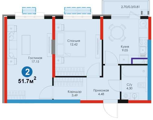 2 комнатная квартира Новый Узбекистан 59 950у.е. [GS] — 4