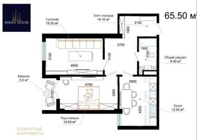 "СРОЧНАЯ ЦЕНА‼️ Коробка Miran house 65,5м2 Миробод Савр кучаси. РОВД‼️ — 4
