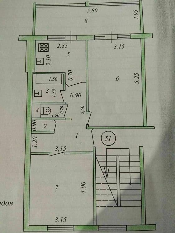 Юнусабад 13 квартал 2/3/5 (58²) продаётся квартира — 1