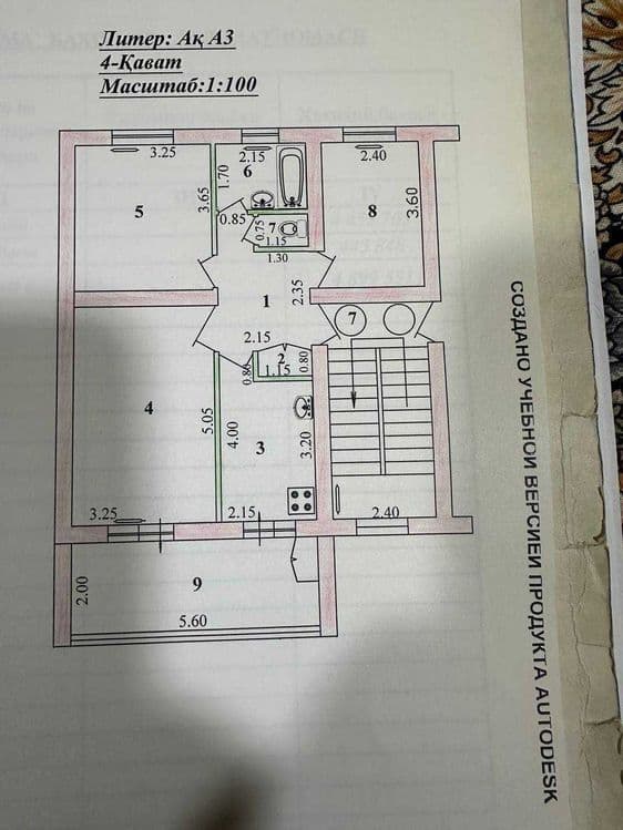 Продается квартира в Яшнабадском районе Тузел-4, 3х комнат 4-этаж 70м2 — 1