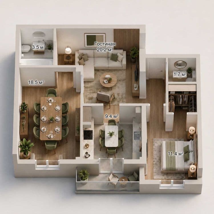 Продаётся 2-комн. квартира 68 м² (Новостройка), Юнусобад 17 — 1