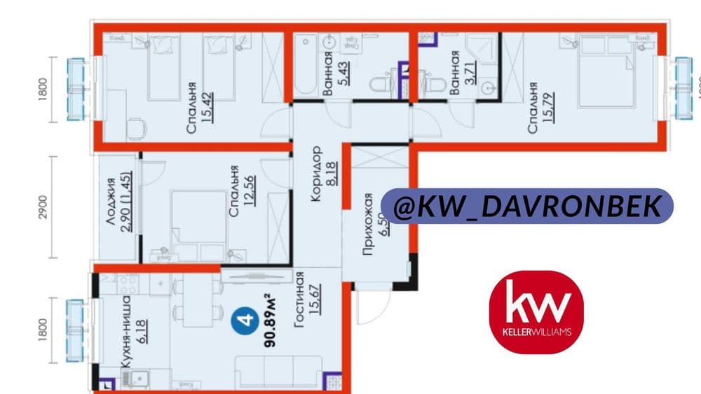 4 комнатная, Ягиабад метро, 4 кв. 2027 [DM] — 1