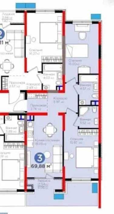 ЖК BI Sado Business Продаётся 3-х комнатная квартира — 2
