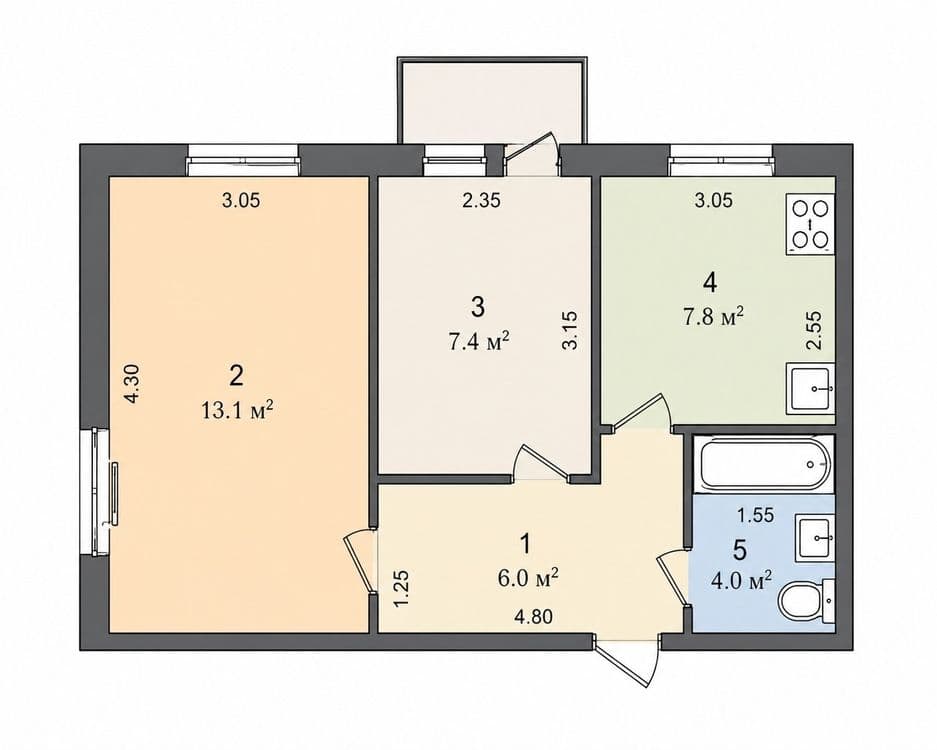 Ц 1 центр эко парк 2/4/5 42м² — 5
