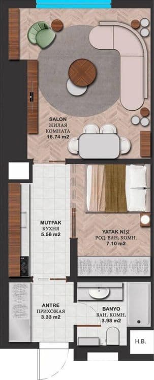 ПРОДАЁТСЯ КВАРТИРА ЖК Nest One 22-этаж 33,38м2 — 3