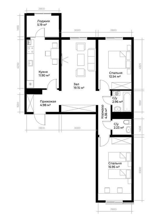 Продажа 3-комнатной квартиры в ЖК «Assalom Bog‘lar», 79,27 м² — 2