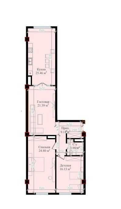 яккасарай новостройка с кадастром 3х ком Mavera Town коробка 8роддом; — 1