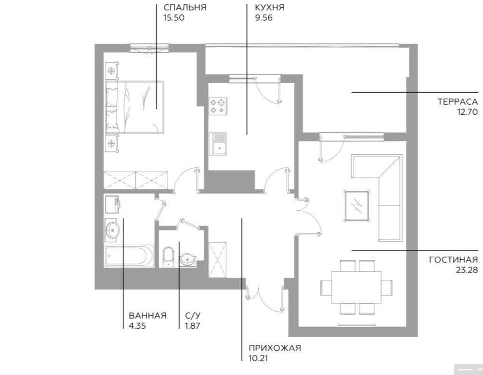 Квартира ЖК Infinity 3/7/15 70,73 м2 — 4