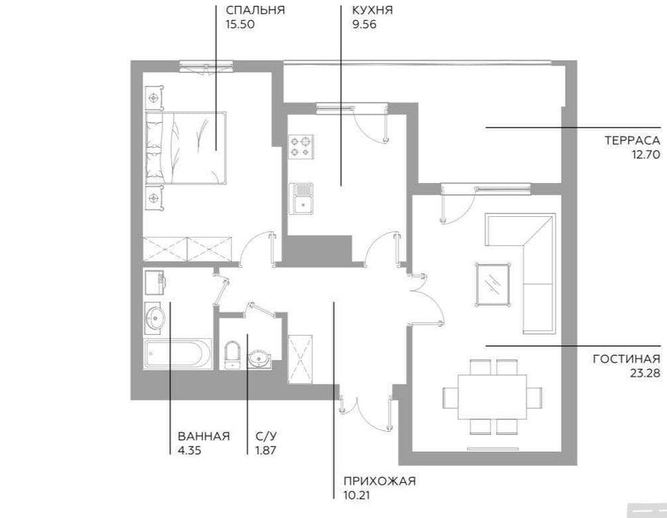 2в3/6/15 70,73 кв квартира на ЖК Infinity Ор Ул С, Азимова — 3