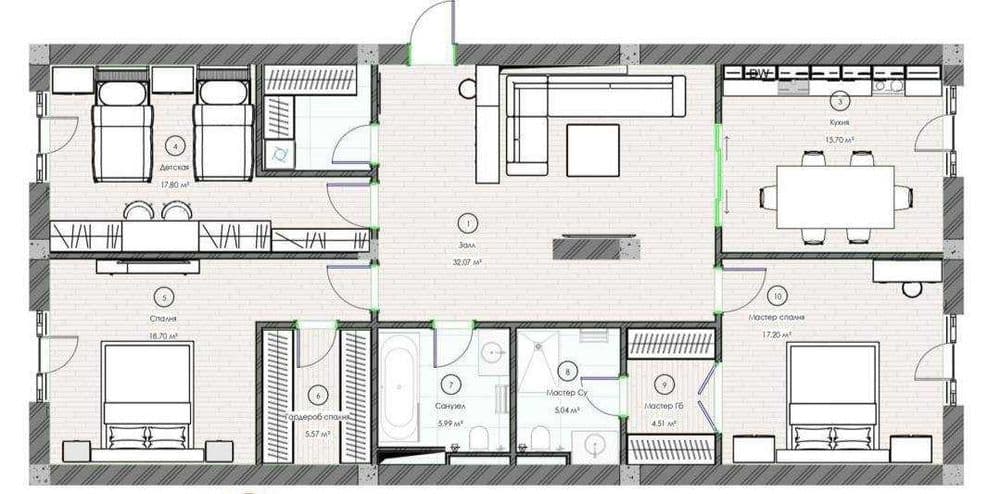 4-комнатная 133м² ЖК Milano | "COURTYARD" Глинка 8-роддом — 3