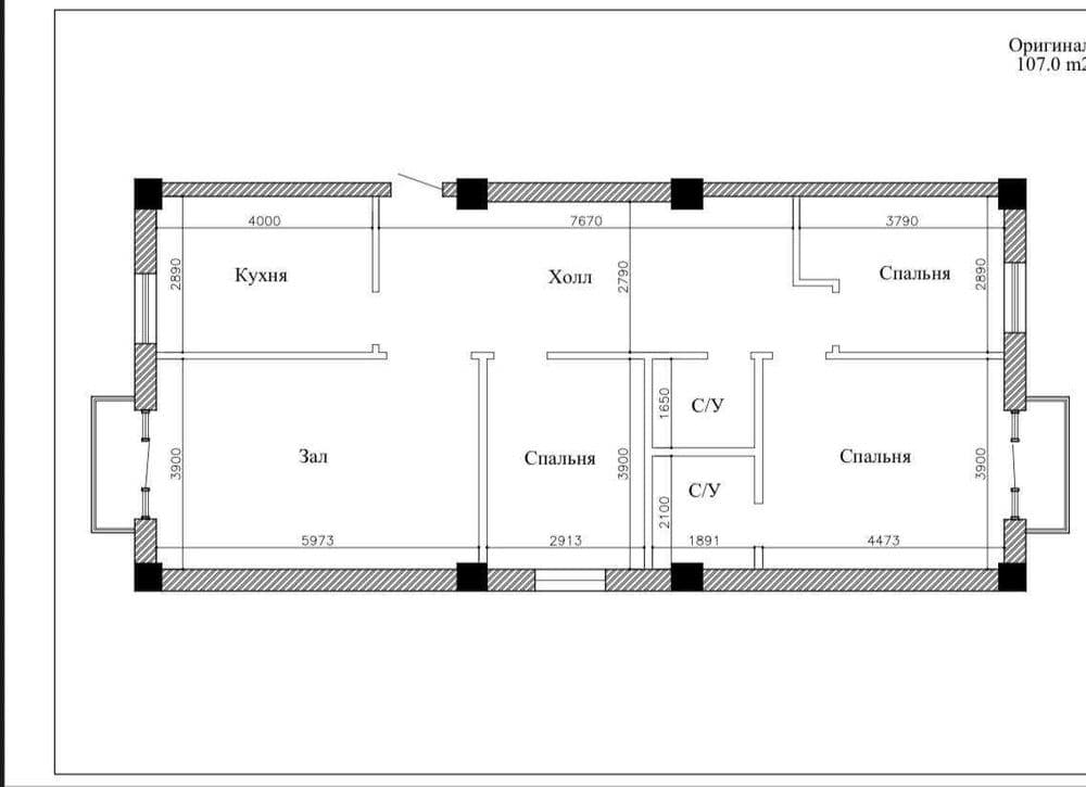 Ц-4 Алайский ЖК Муфаррах 4-комн 4/6 107 м² коробка закрытый двор — 3