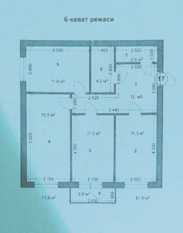 Kvartira sotiladi, Urganch shahar Mash'al da 3 xonali 71.6 m2 — 4