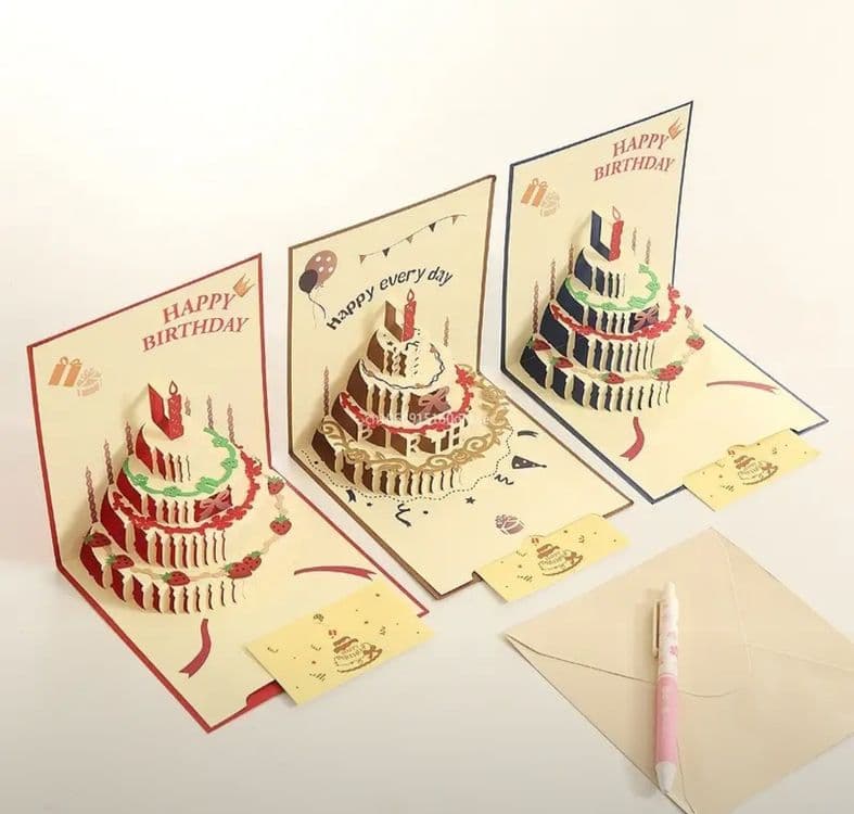 3 D открытка с тортиком на День рождения,3 в 1 — 2