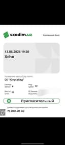 Xchoni konsertiga bilet 2 ta