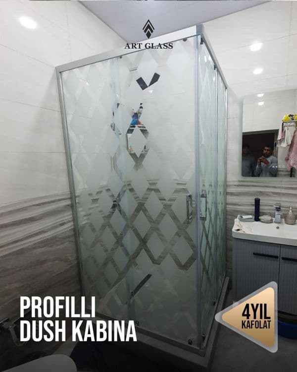 Zamonaviy hammomlar uchun mo‘ljallangan ART GLASS profil dush kabinasi — 1