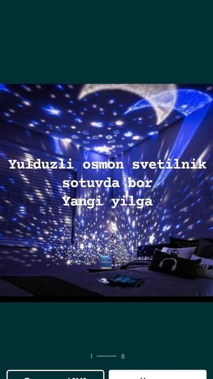 Optim:Svetilnik,proektor,nachnik osmon oy yulduzli (detskiy xona 3D) — 2