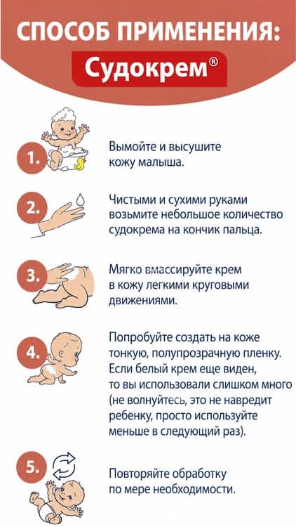 Судокрем Гипоаллергенный крем для детей под подгузник 125г. Большой — 5