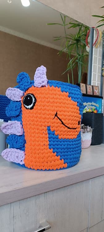 Вязанная корзинка для детских игрушек — 1