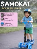 O‘rindiqli bolalar samokati 3 ta g‘ildirak sozlanadigan rul 5yoshgacha