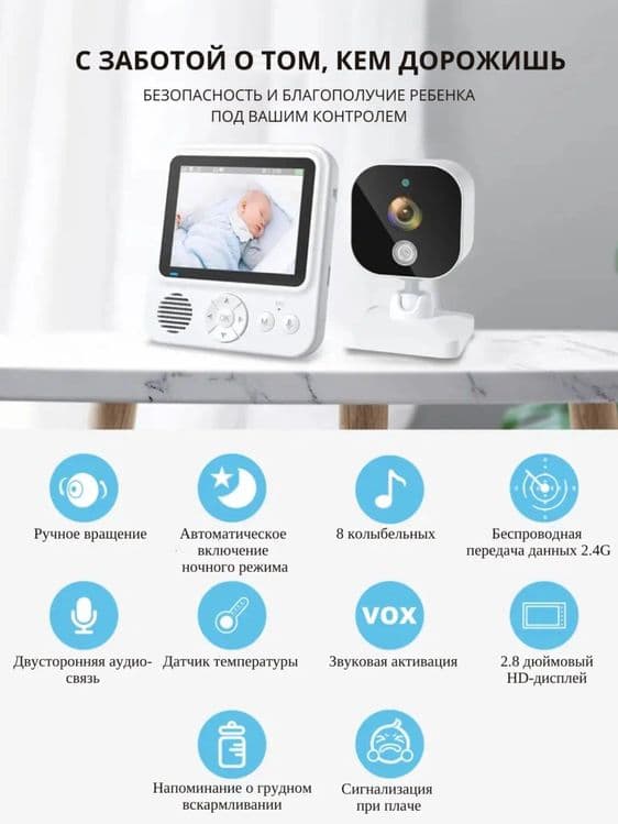 Умная и качественная видеоняня Baby monitor с камерой Доставка есть! — 2