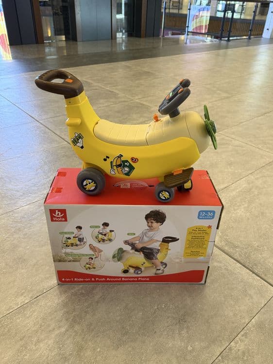 Детская каталка Hola 4в1 Banana Plane c ручкой, 12-36 мес — 4