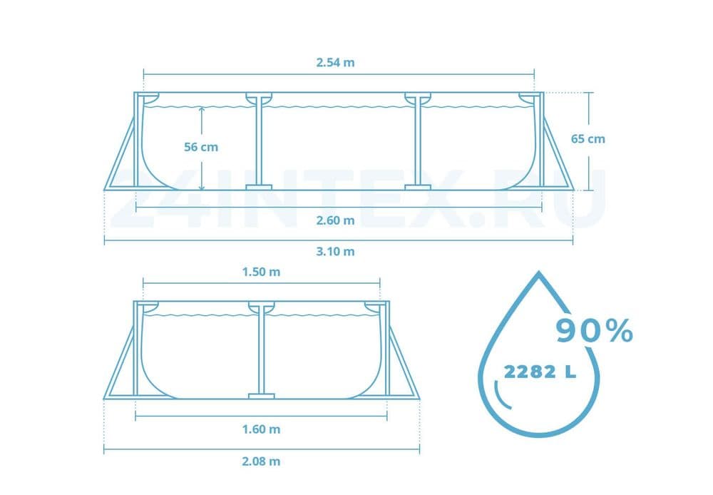 Каркасный бассейн Intex 300×200×75 см СКИДКА Basseyn — 5