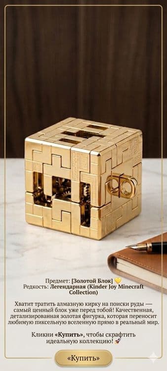 Продаётся Золотой блок Kinder Minecraft — 2