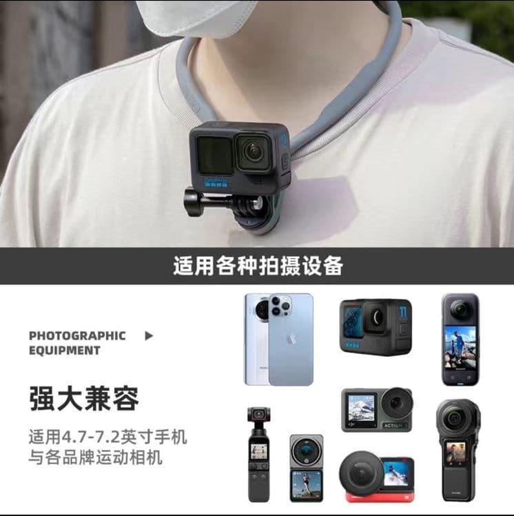 быстросъемное силиконовое крепление на шею INSTA 360 GP PRO DJI osmo — 2