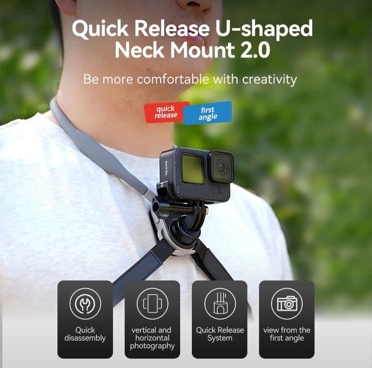 быстросъемное силиконовое крепление на шею INSTA 360 GP PRO DJI osmo — 5