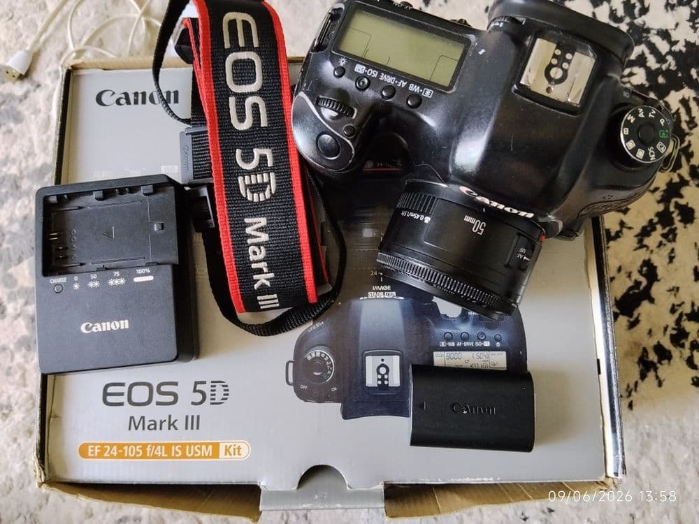 Canon 5D mark3 sotiladi obektiv 50mm 1.8 — 1