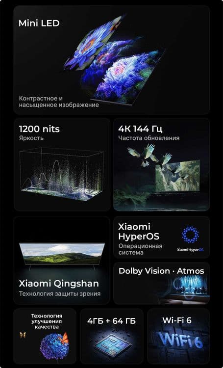 Телевизор Xiaomi TV S Miniled  Google Smart TV 144Hz Global Original — 4