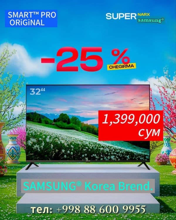 Телевизор SAMSUNG™ QRiSTAL AndroiD14 +GOLOS Smart FULL 45~32~40~55~65 — 1