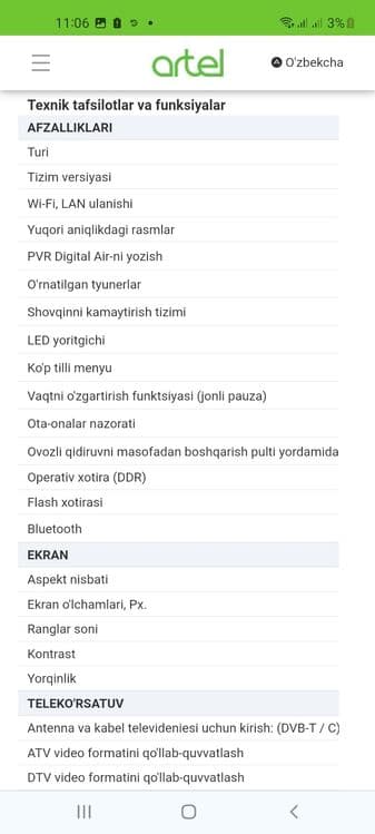 ARTEL UA43H3502 4K Ultra HD Golosovoy Dubl  pultli 3 yil gar — 7
