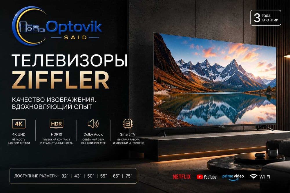 Телевизор ZIFFLER 55 диагональ QLED 120hz новинка — 1