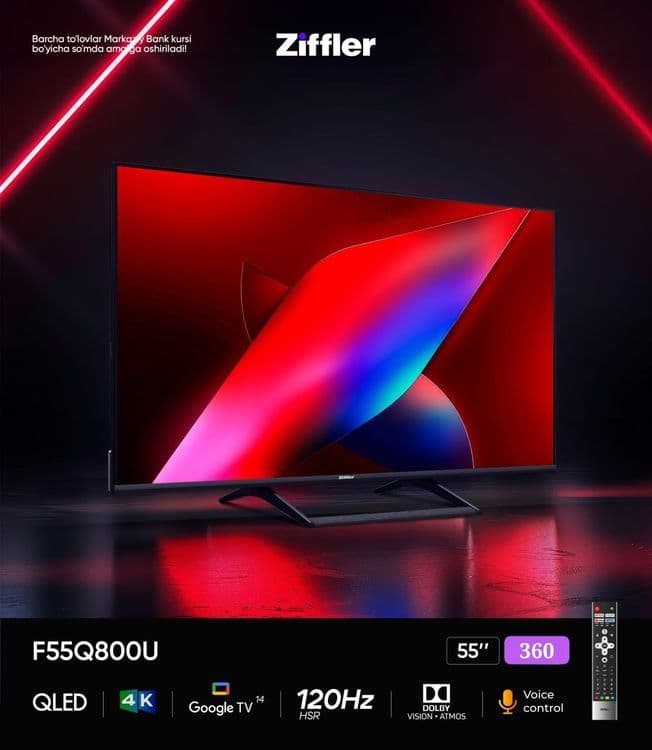 Телевизор ZIFFLER 55/65/75 Qled 120HZ Google Tv — 1